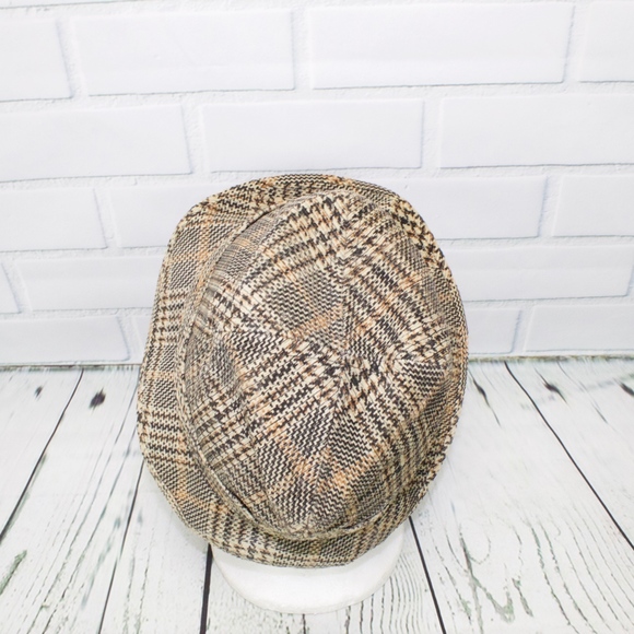 Vintage Plaid Fedora Bucket Hat Red Feather - Picture 5 of 8